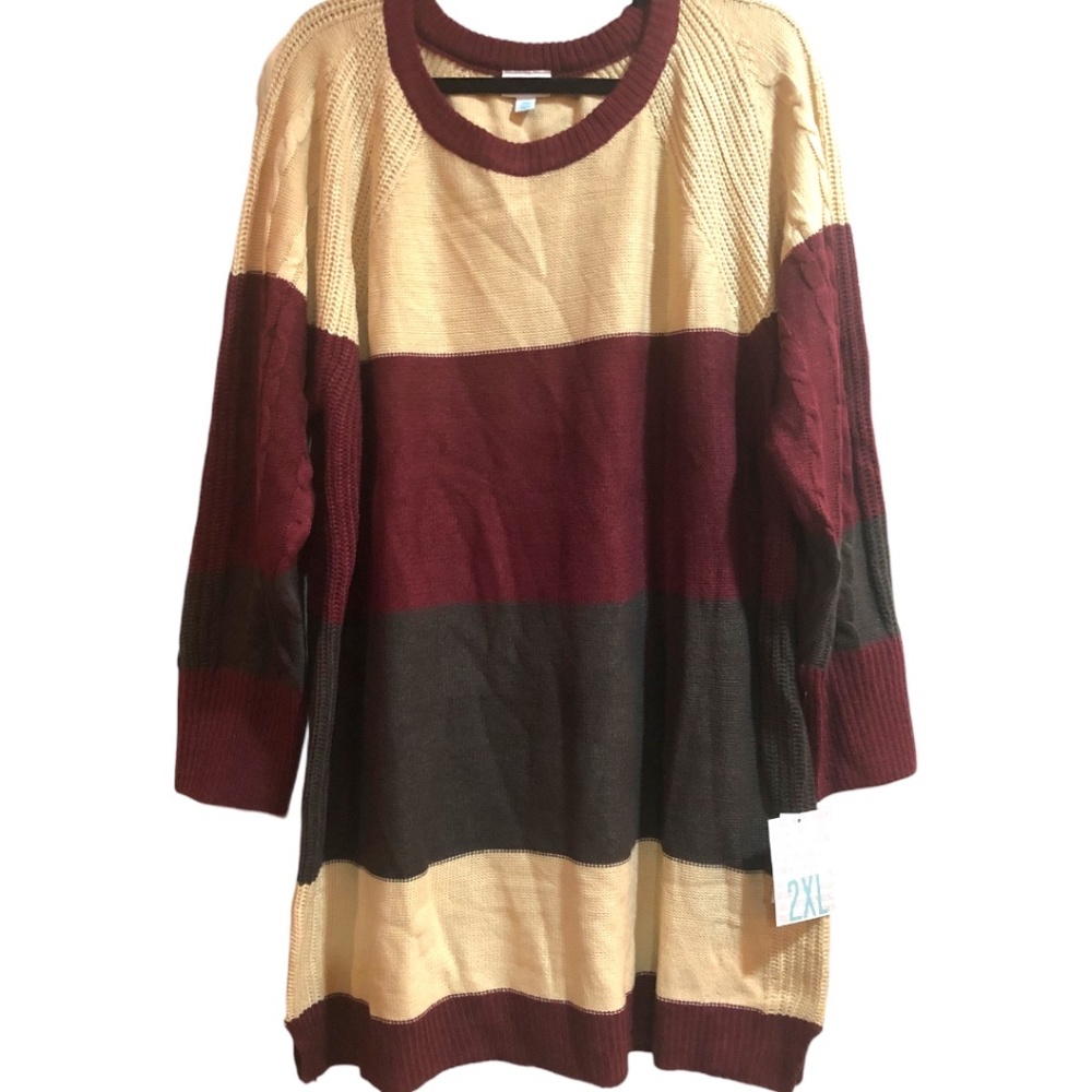LuLaRoe Lauren Color-Block Sweater Dress 2XL NWT